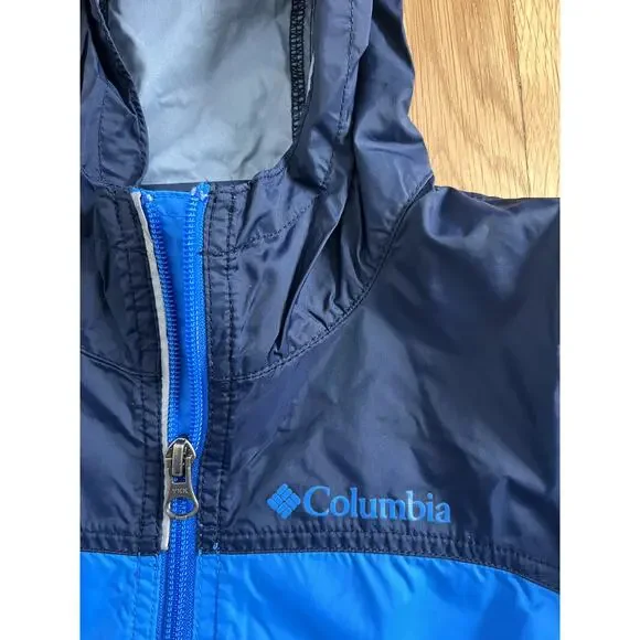 Columbia Blue Boy Waterproof Zip up Rain Jacket (Youth XS) - Picture 3 of 5